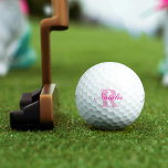 Nom monogramme rose golf &amp; balles de golf initiale