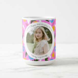 Nom Mug florale rose mignon romantique 30e anniver