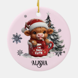Nom Noël Ornement Je suis la neige mignonne vache 