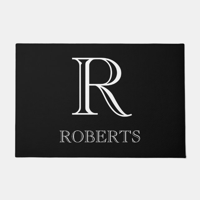 Nom noir et mat initial / Tapis - Personnalisé (Devant)