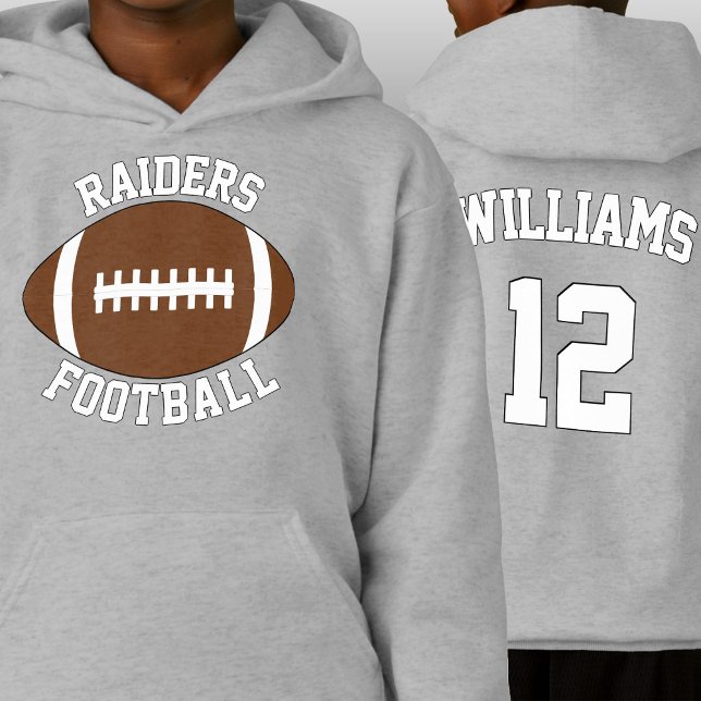 Nom, nom et numéro de l'équipe de football personn (Football team hoodie with custom team name, player name and jersey number.)