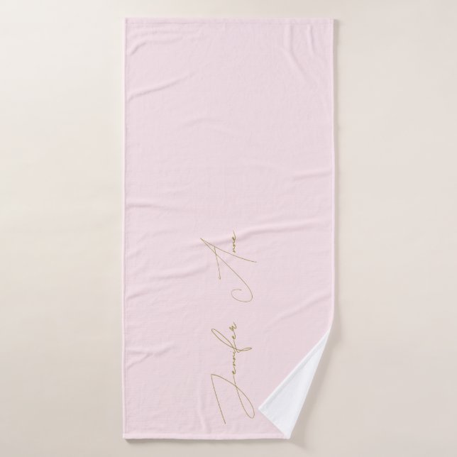 Nom Or Script Personnalisé Rose (Serviette de bain)