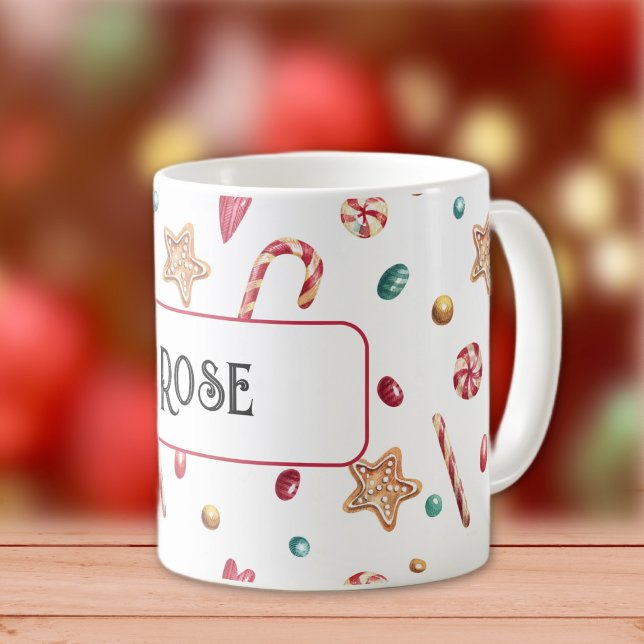 Nom ou monogramme, bonbons et cookies Mug à café 3 (Créateur téléchargé)