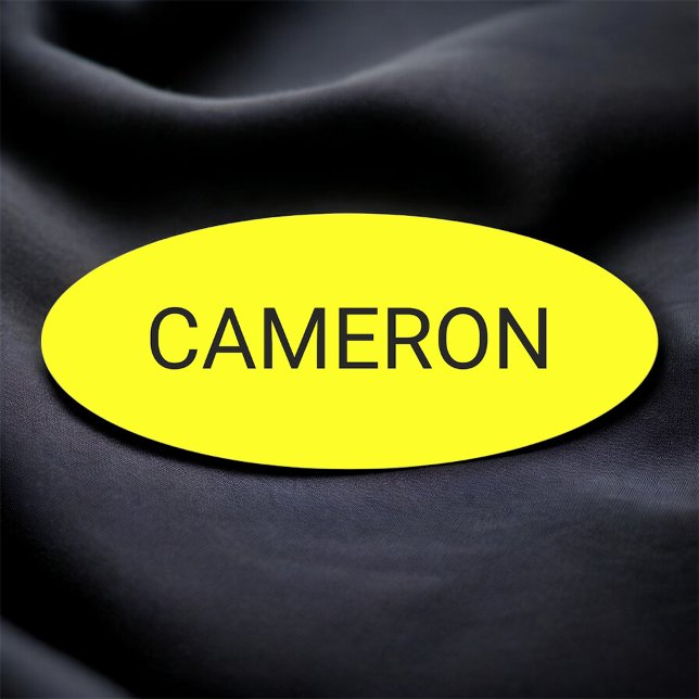 Nom ovale jaune Étiquette Badge Pin ou Magnétique  (MISOOK Yellow Oval Name Tag)