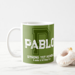Nom Pablo signifiant tasse de café vert monogramme