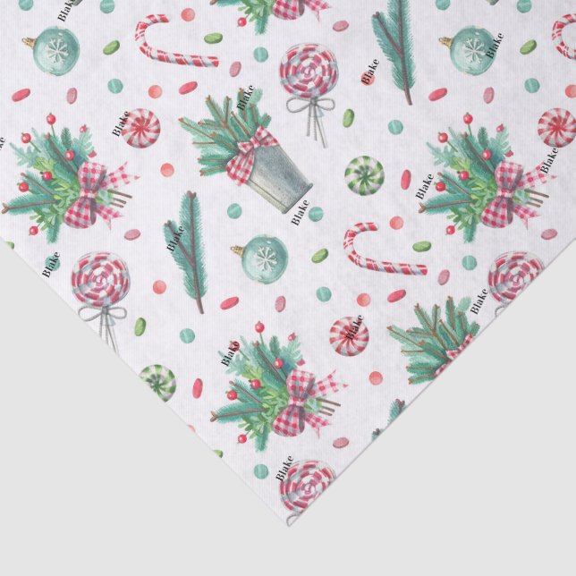 Nom, Papier de soie Menthes Fernes Gingham (Détail)