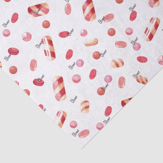 Nom, papier de soie motif bonbons Saint-Valentin m (Détail)