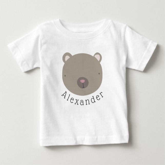 Nom personnalisable mignon ours bébé T-shirt (Devant)