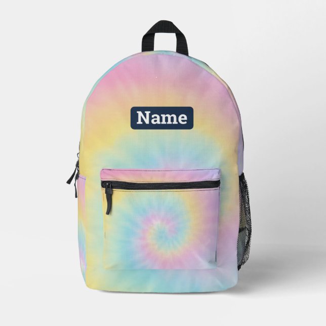 Nom personnalisable Pastel Tie Dye Sac à dos (Recto)
