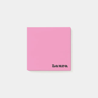 Nom personnalisé 3" x 3" Notes de post-it rose