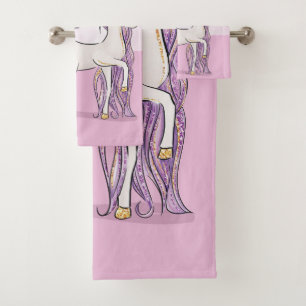 Nom personnalisé 4e anniversaire Cheval rose avec