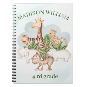 Nom personnalisé 4Rd Grade Carnet animal sauvage s