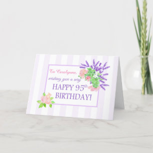 Nom personnalisé 95e anniversaire avec carte Fleur