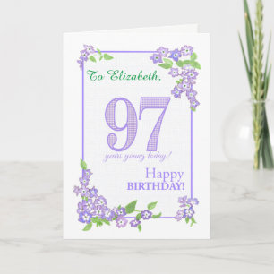 Nom personnalisé 97e anniversaire avec carte Fleur