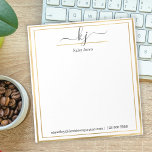 Nom personnalisé | À Partir Du Bureau Du Bloc-Note<br><div class="desc">Nom moderne, élégant | Depuis Le Bureau Du Bloc-Notes. Il est doté d'un cadre en feuille d'or sur arrière - plan blanc. Vous pouvez customiser ce bloc-notes avec votre nom, votre initiale monogramme, votre adresse e-mail et votre numéro de téléphone. Si vous n'avez pas besoin de personnaliser, vous pouvez le...</div>