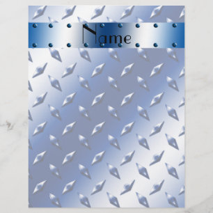 Nom personnalisé acier diamant bleu plaque