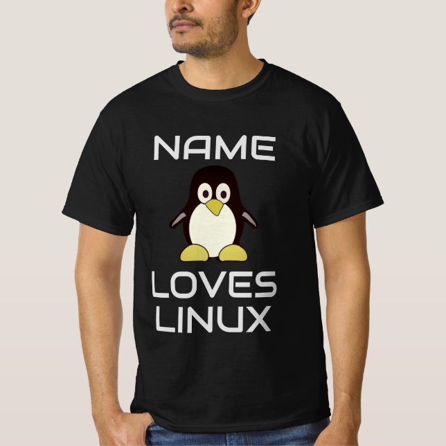 Nom personnalisé aime le T-shirt Linux (Devant)