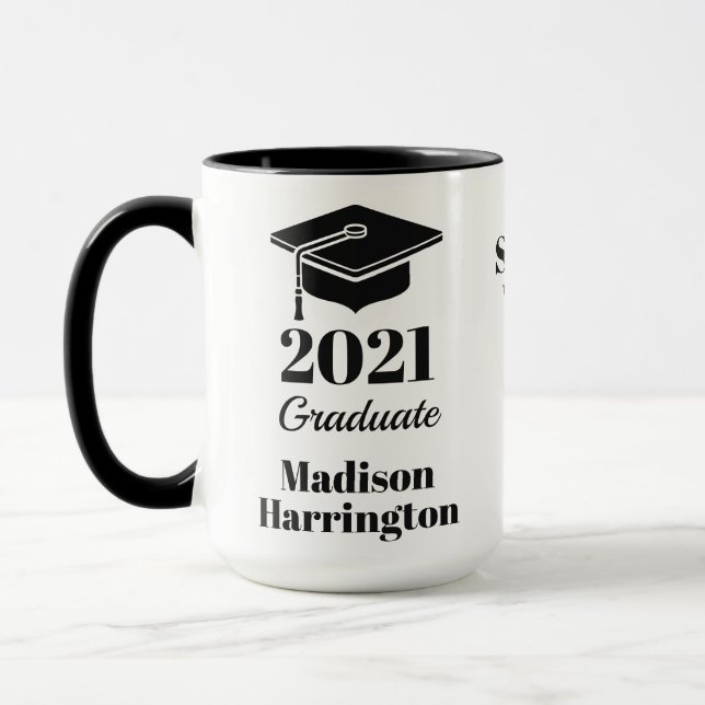 Nom personnalisé, année, texte Mug Graduation (Gauche)