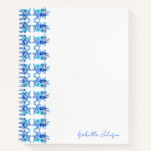 Nom personnalisé Aquarelle Bleu Carnet Floral