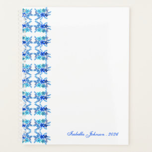 Nom personnalisé aquarelle fleurs bleues