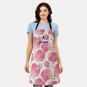 Nom personnalisé Aquarelle rose Abstrait tablier