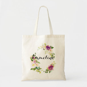 Nom personnalisé Aquarelle Sac floral
