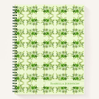 Nom personnalisé Aquarelle Vert Carnet Floral