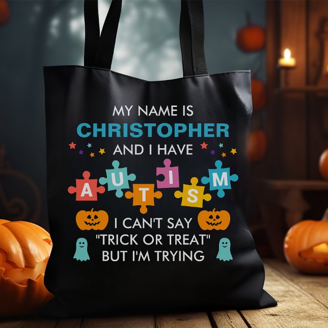 Nom personnalisé Autisme Halloween Sac fourre-tout (Créateur téléchargé)