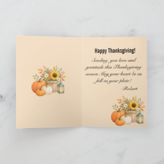 Nom personnalisé avec carte de vœux de Thanksgivin