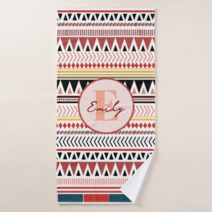 Nom personnalisé Aztec Elegance Rouge chaud Motif 