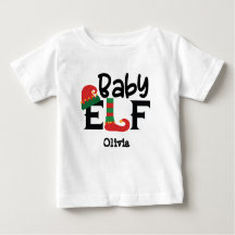 Nom personnalisé Baby Elf Christmas T-Shirt