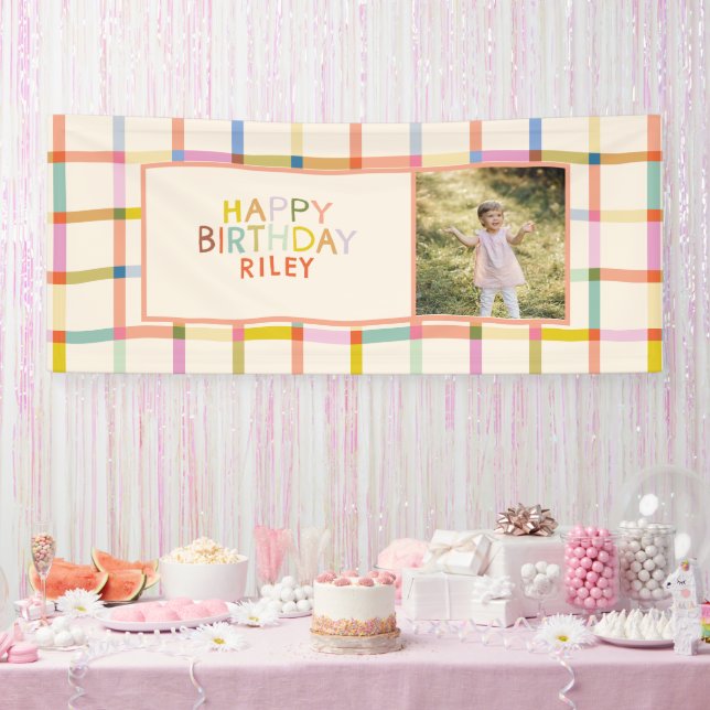 Nom personnalisé Bannière de photo d'anniversaire  (Fête)