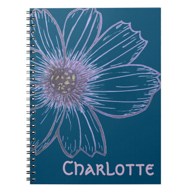 Nom personnalisé Beau Carnet de conception de fleu (Devant)
