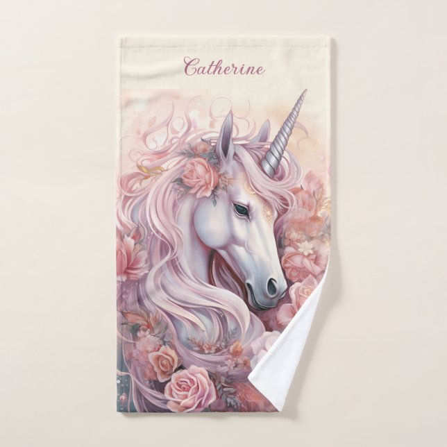 Nom personnalisé belle licorne (Serviette à main)
