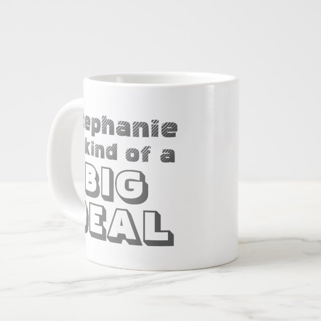 Nom personnalisé Big Deal Funny Coffee Jumbo Mug (Devant gauche)