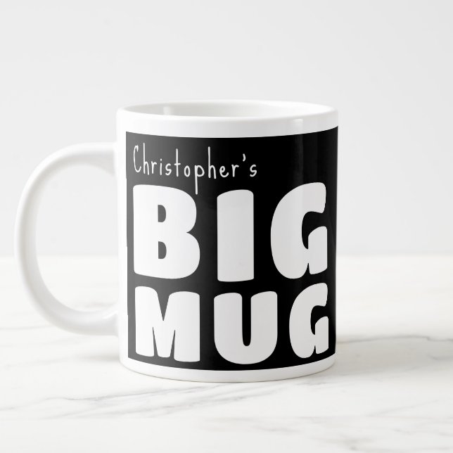 Nom personnalisé Big Mug Black White C00 Fun Novel (Gauche)