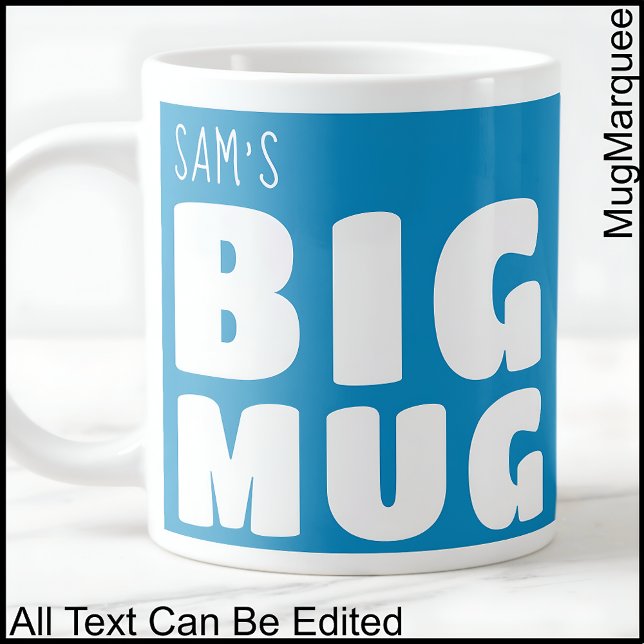 Nom personnalisé Big Mug Mid Blue & White Fun Nove (Créateur téléchargé)