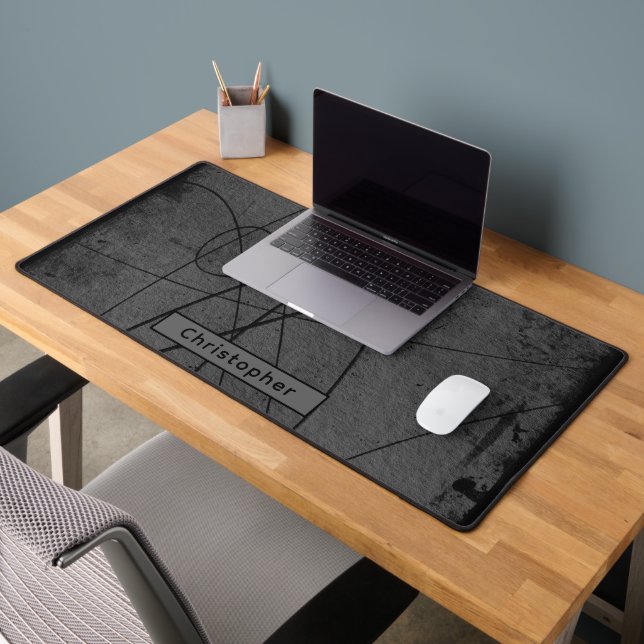 Nom personnalisé Black Grey Masculine Abstrait (Bureau 2)