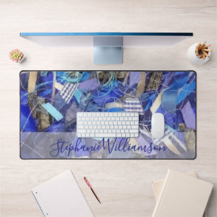 Nom personnalisé Bleu Lilac Gris Abstrait rayures