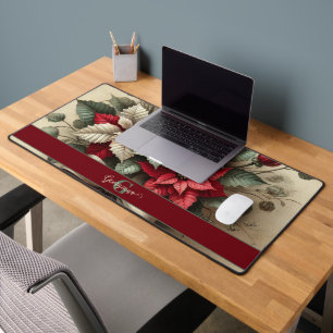 Nom personnalisé Bouquet Vintage Aquarelle Poinset