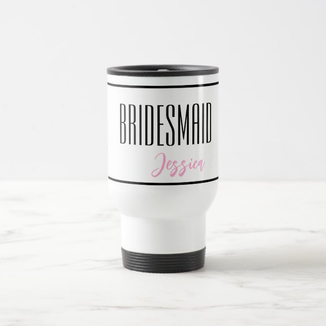 Nom Personnalisé Bridesmaid Travel Mug (Centre)