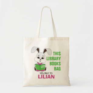 Nom personnalisé Bunny Reading Library Sac fourre-
