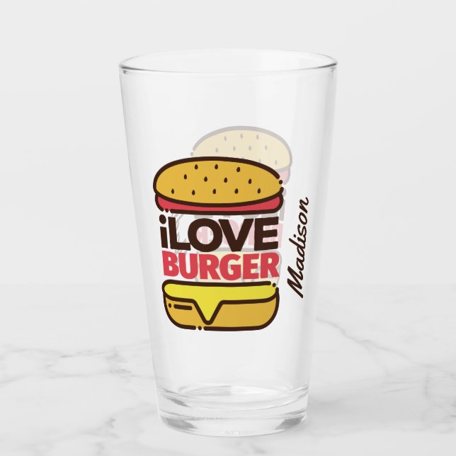 Nom personnalisé Burger verre à pinte Lover (Devant)