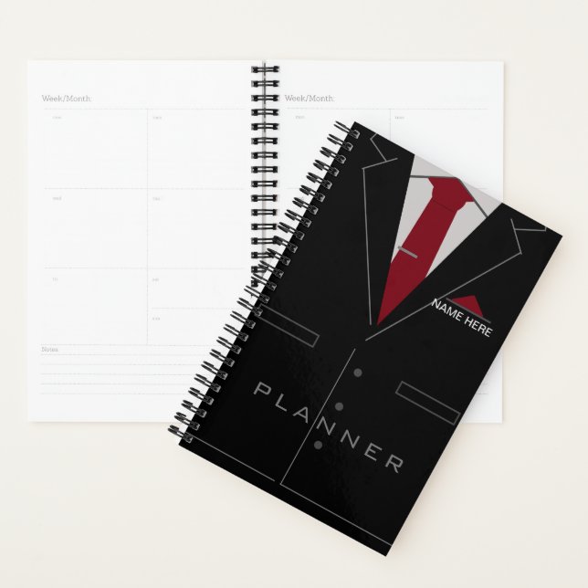 Nom personnalisé Business Planner Costume noir (Devant avec enveloppe)