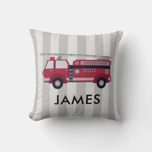 Nom personnalisé Camion de feu rouge Coussin