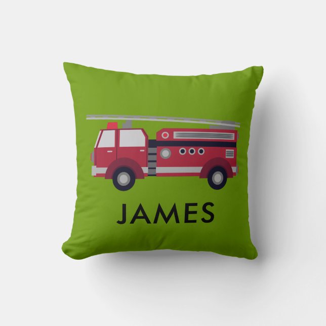 Nom personnalisé Camion de feu rouge Coussin (Recto)