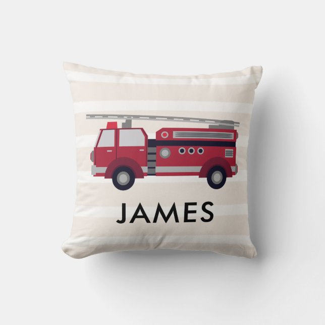 Nom personnalisé Camion de feu rouge Coussin (Recto)