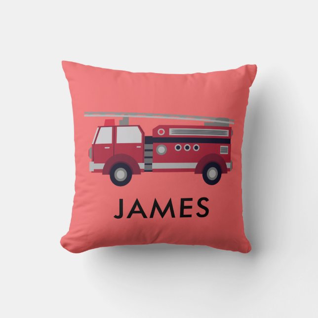 Nom personnalisé Camion de feu rouge Coussin (Recto)