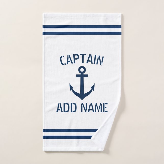 Nom personnalisé capitaine de bateau d'ancrage nau (Serviette à main)