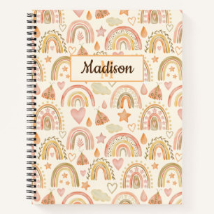 Nom personnalisé Carnet mignon Boho Rainbows Earth